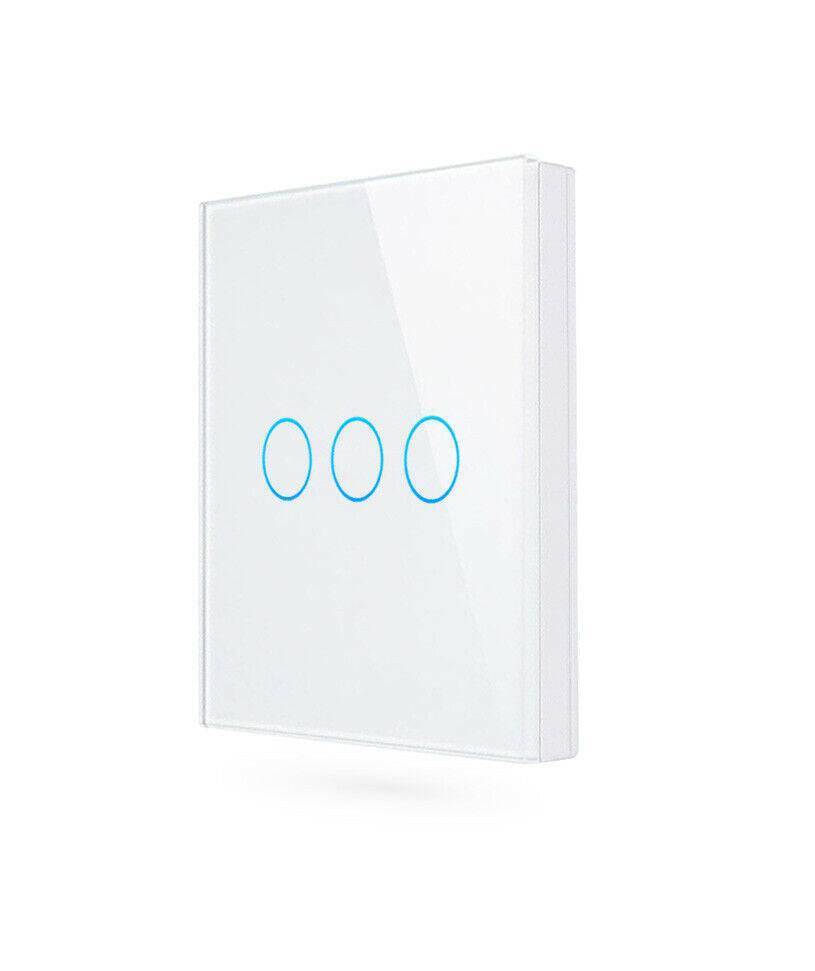 Modern White 3Gang Glass Smart Light Switch by iHelios Living Reinvented