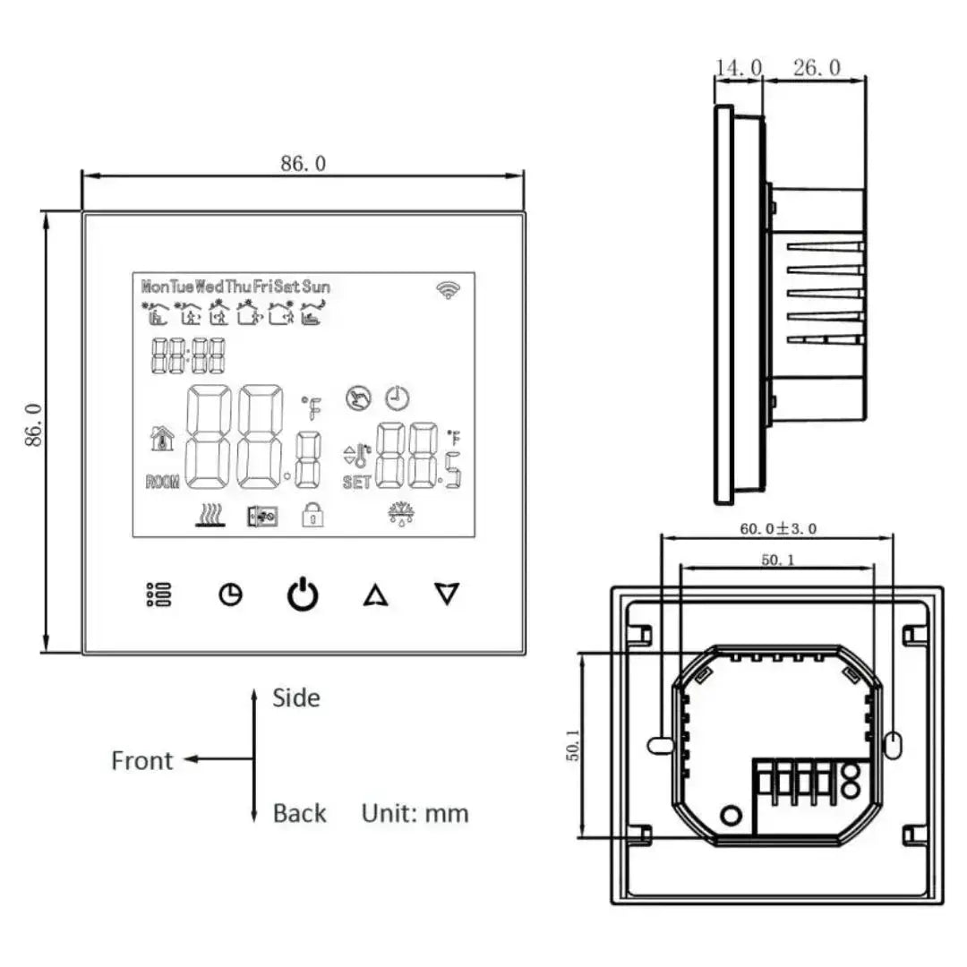Thermostat Wi - Fi Electric Underfloor Ceiling Heating Google Alexa 16A - iHelios Living