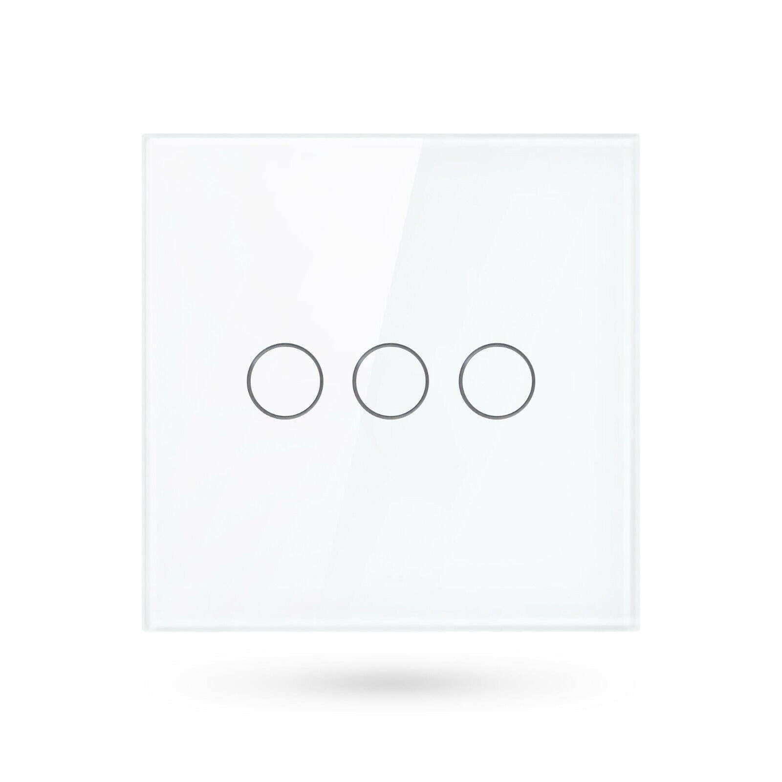 Modern Glass Smart Light Switch by iHelios Living Reinvented -White 3Gang